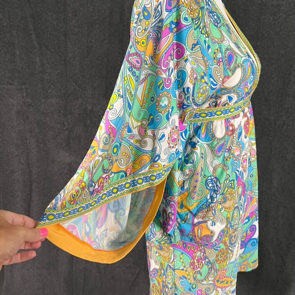 TRINA TURK Paisley banded V Neck cover up S - Picture 3 of 6